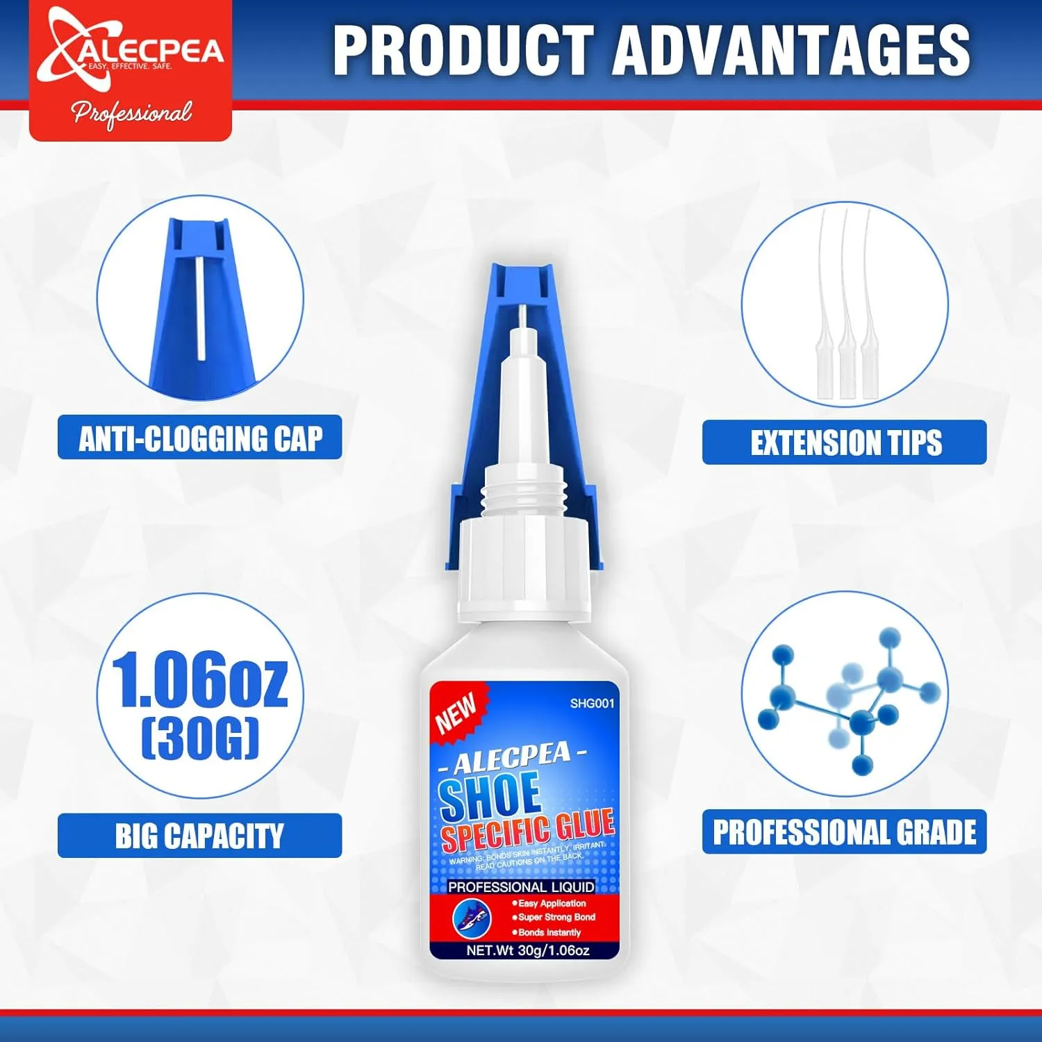 30g Shoe Glue - Ultimate Strength Adhesive for for Soles Boots Sneakers Heels Hiking Shoes Leather Handbags - Quick Set in 15 Seconds