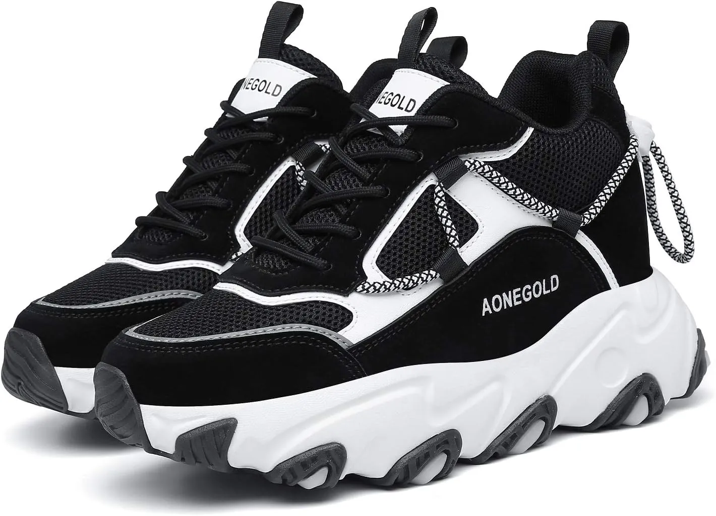 AONEGOLD Hidden Wedge Sneakers for Women Casual Platform Sneakers High Heeld Lace Up Walking Shoes Women's Fashion Sneakers