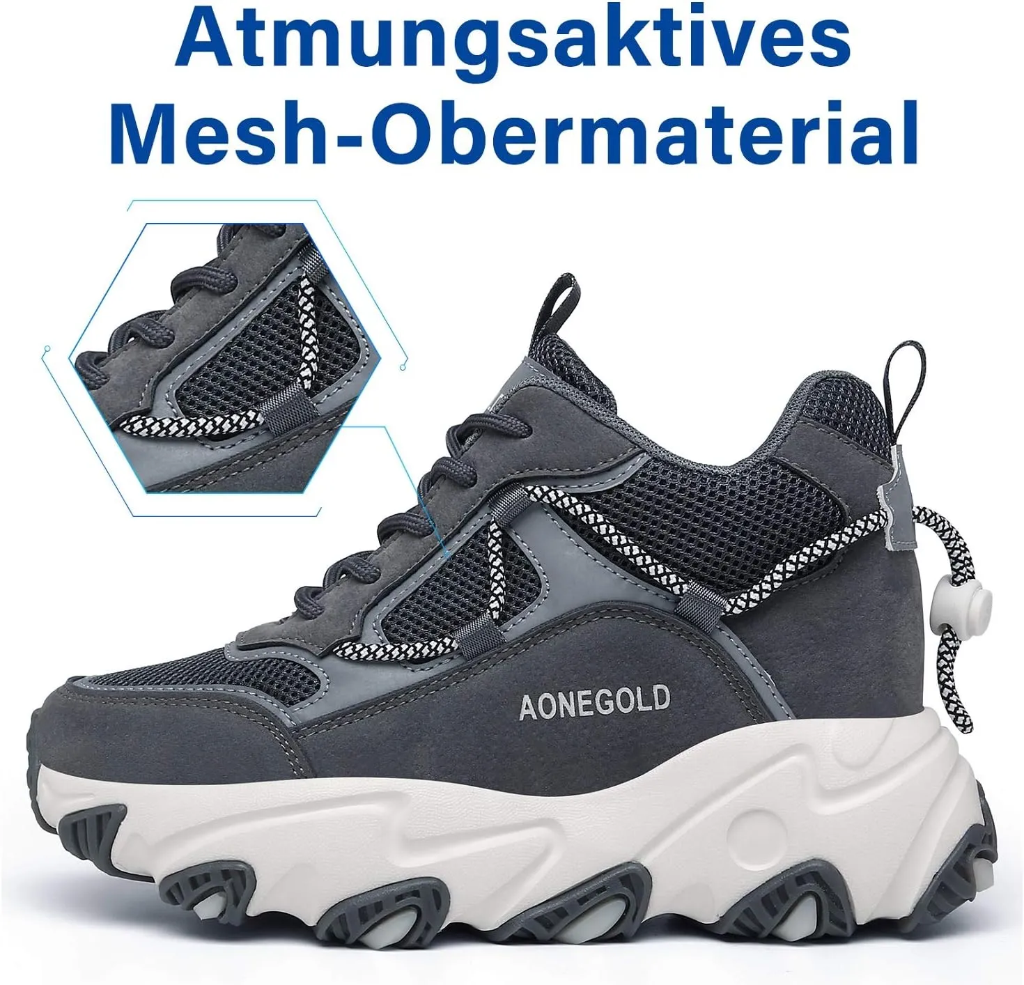 AONEGOLD Hidden Wedge Sneakers for Women Casual Platform Sneakers High Heeld Lace Up Walking Shoes Women's Fashion Sneakers