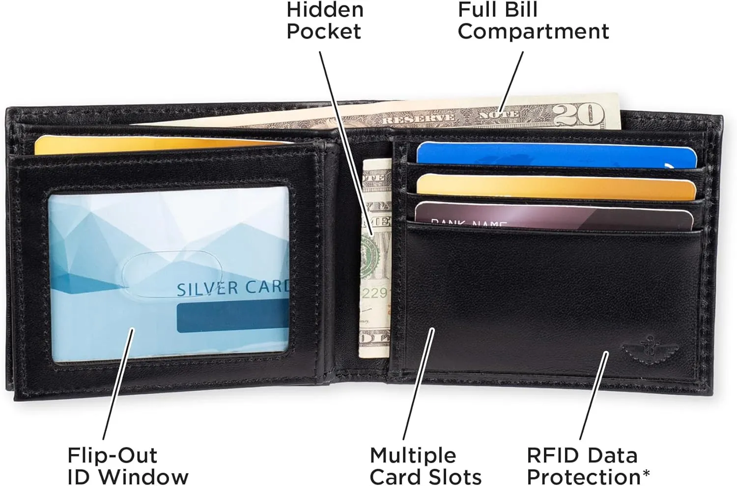 Dockers Men's Bifold Leather Wallet-Thin Slimfold Extra Capacity