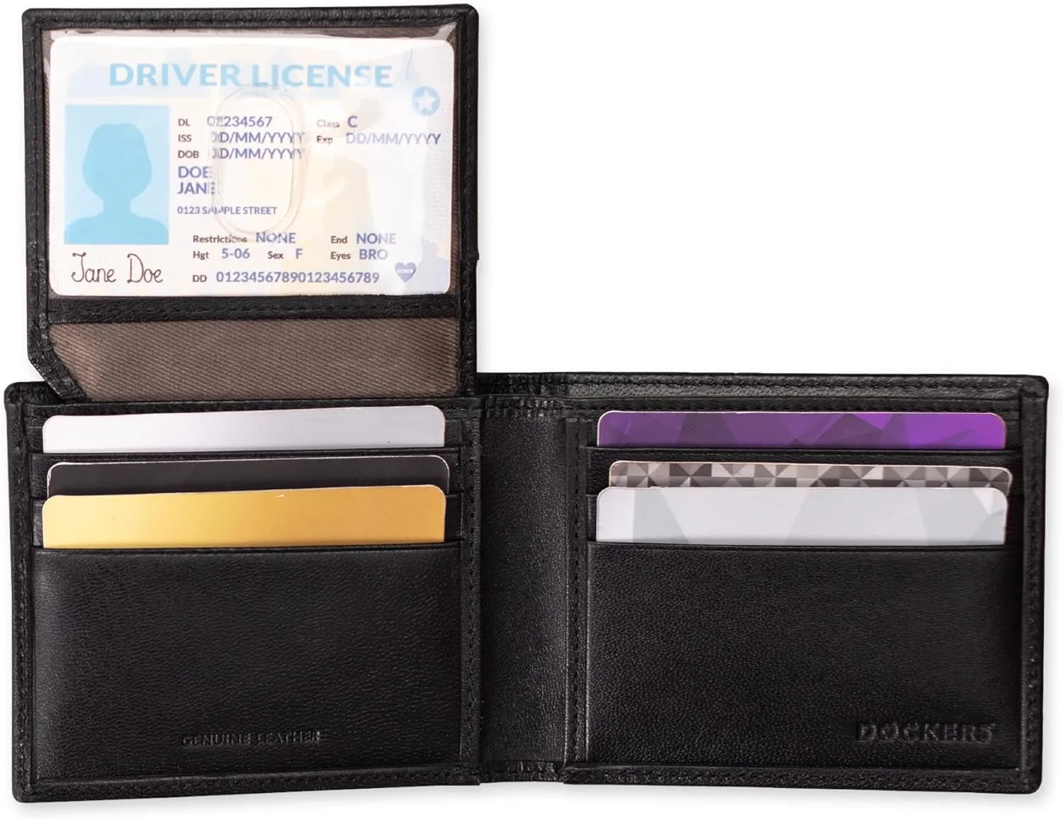 Dockers Men's Bifold Leather Wallet-Thin Slimfold Extra Capacity
