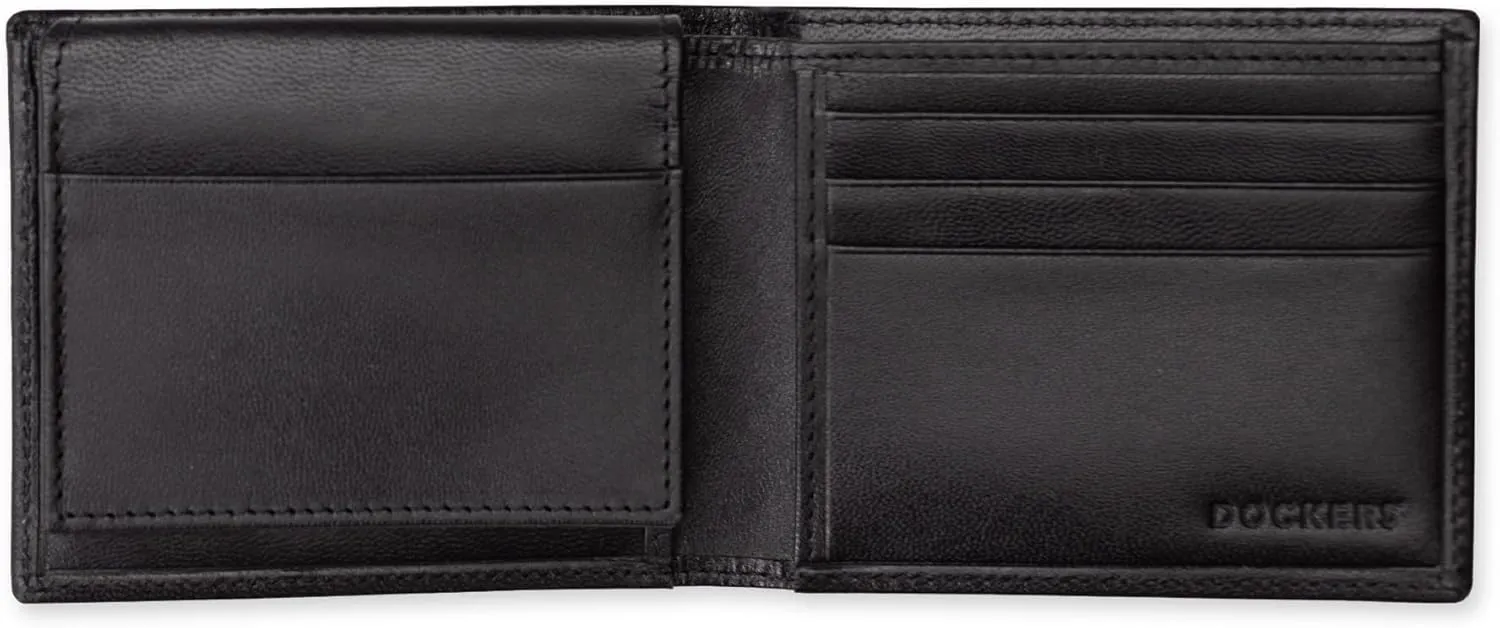 Dockers Men's Bifold Leather Wallet-Thin Slimfold Extra Capacity