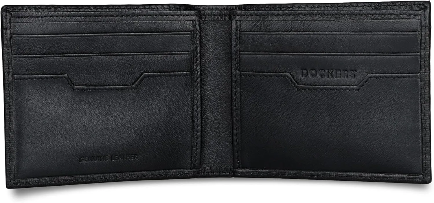 Dockers Men's Bifold Leather Wallet-Thin Slimfold Extra Capacity