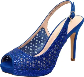 DREAM PAIRS Women's High Heels Platform Dress Rhinestones Peep Toe Pumps Shoes