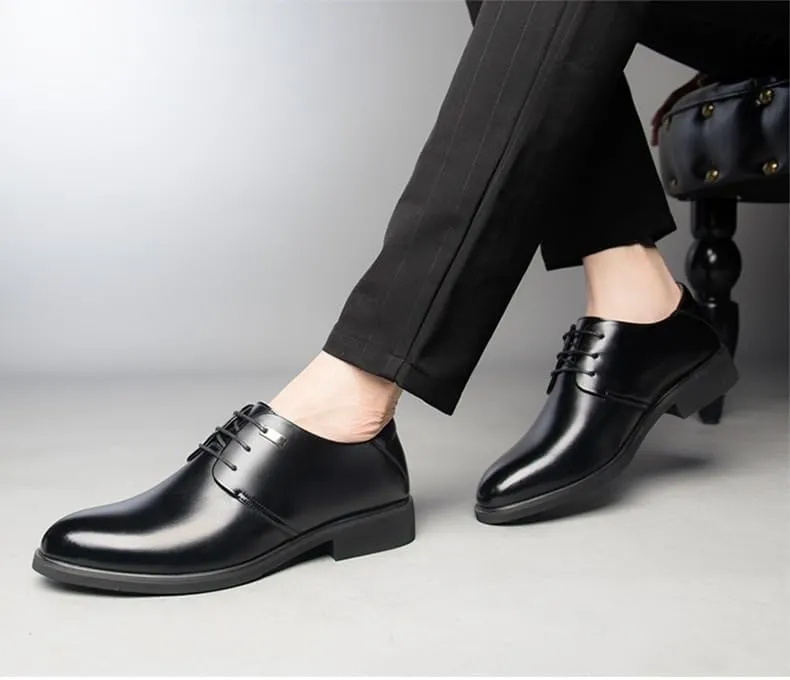 Elevator Shoes for Men Faux Leather Height Increasing Dress Formal Shoes That Make You Taller 2 Inches.