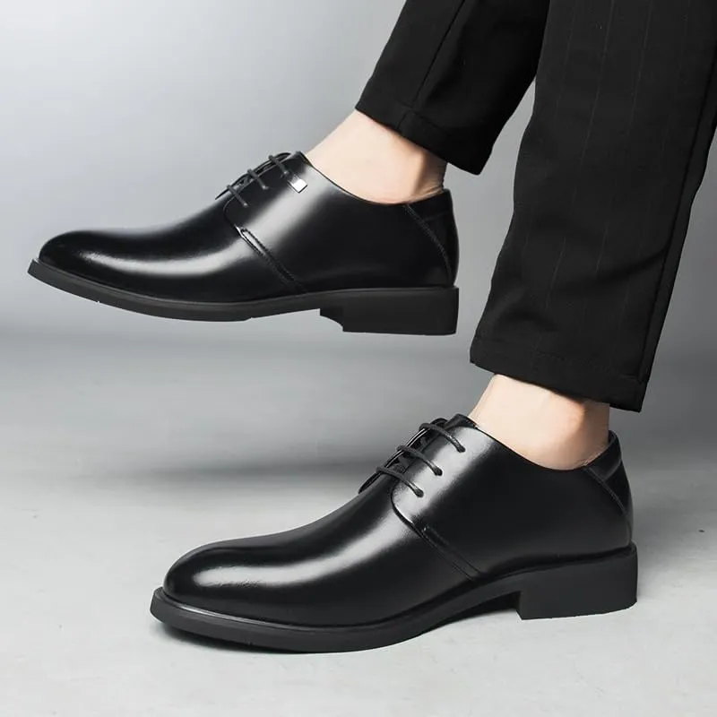 Elevator Shoes for Men Faux Leather Height Increasing Dress Formal Shoes That Make You Taller 2 Inches.