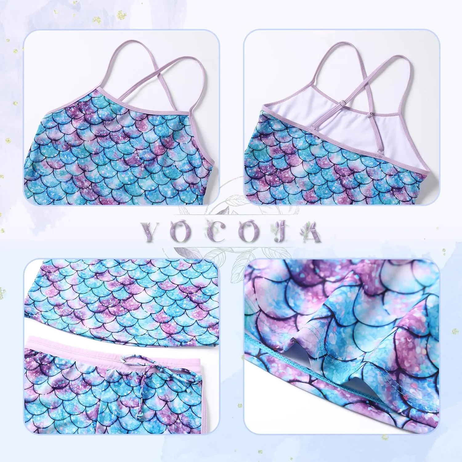 Girls Swimsuit Two Piece Bathing Suits Tankini with Adjustable Strap Swimwear with Boyshort