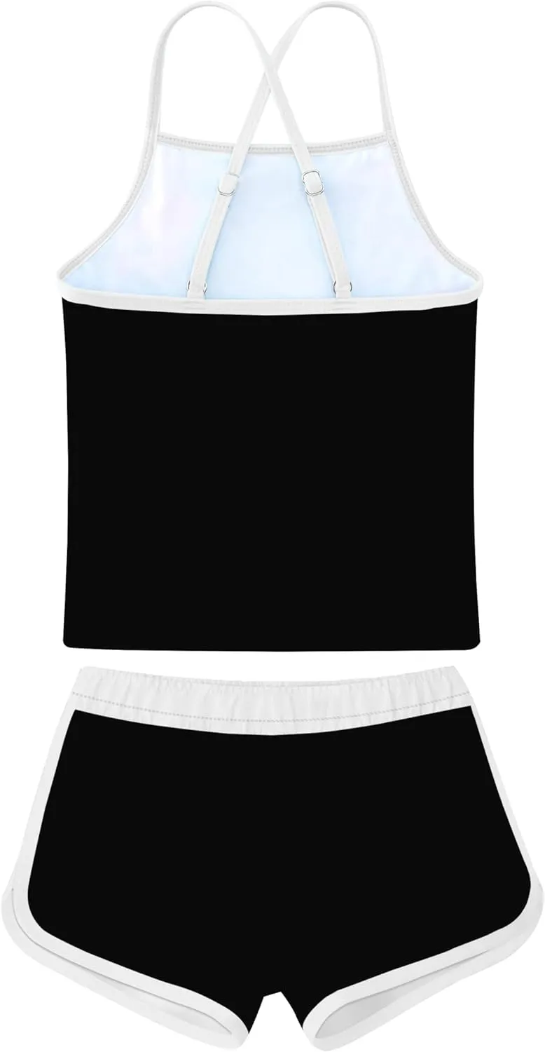 Girls Swimsuit Two Piece Bathing Suits Tankini with Adjustable Strap Swimwear with Boyshort