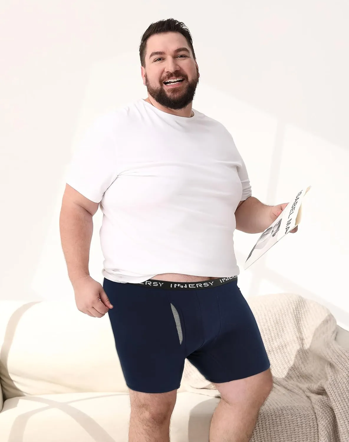 INNERSY Mens Big and Tall Boxer Briefs Cotton Moisture Wicking Underwear 4 Pack