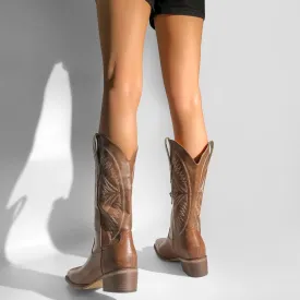LISHAN Women's Square Toe Western Cowgirl Cowboy Boots