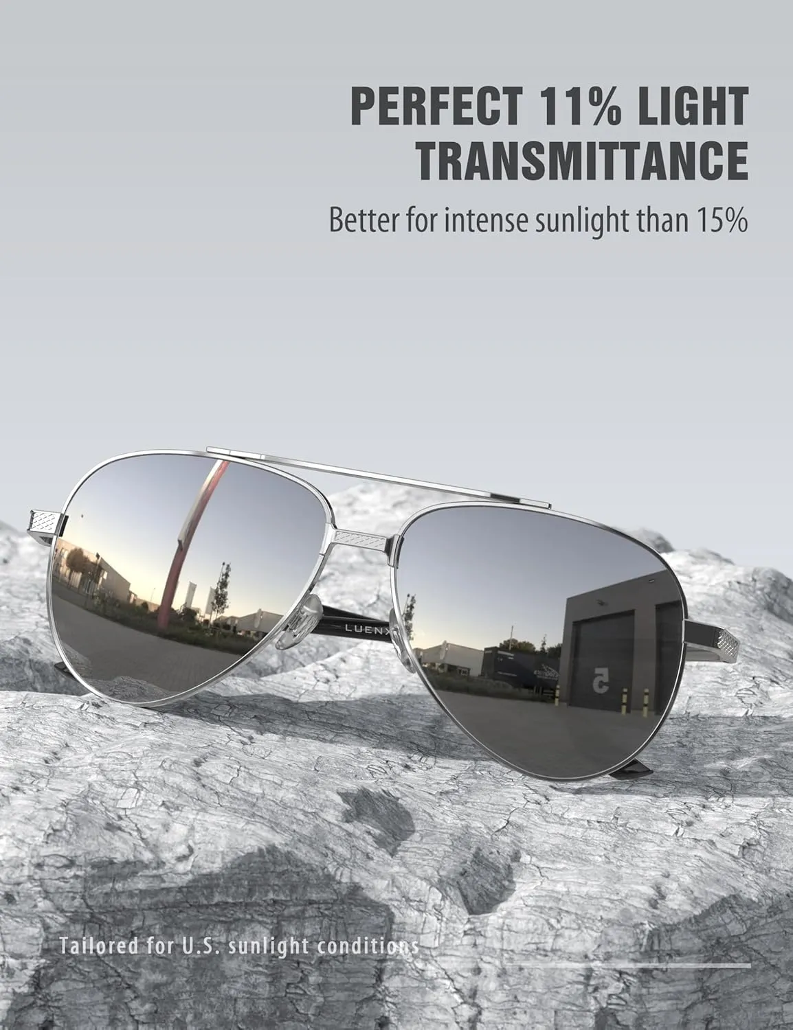 LUENX Aviator Sunglasses for Men Polarized Driving Trendy Retro Sun Glasses UV400 Protection