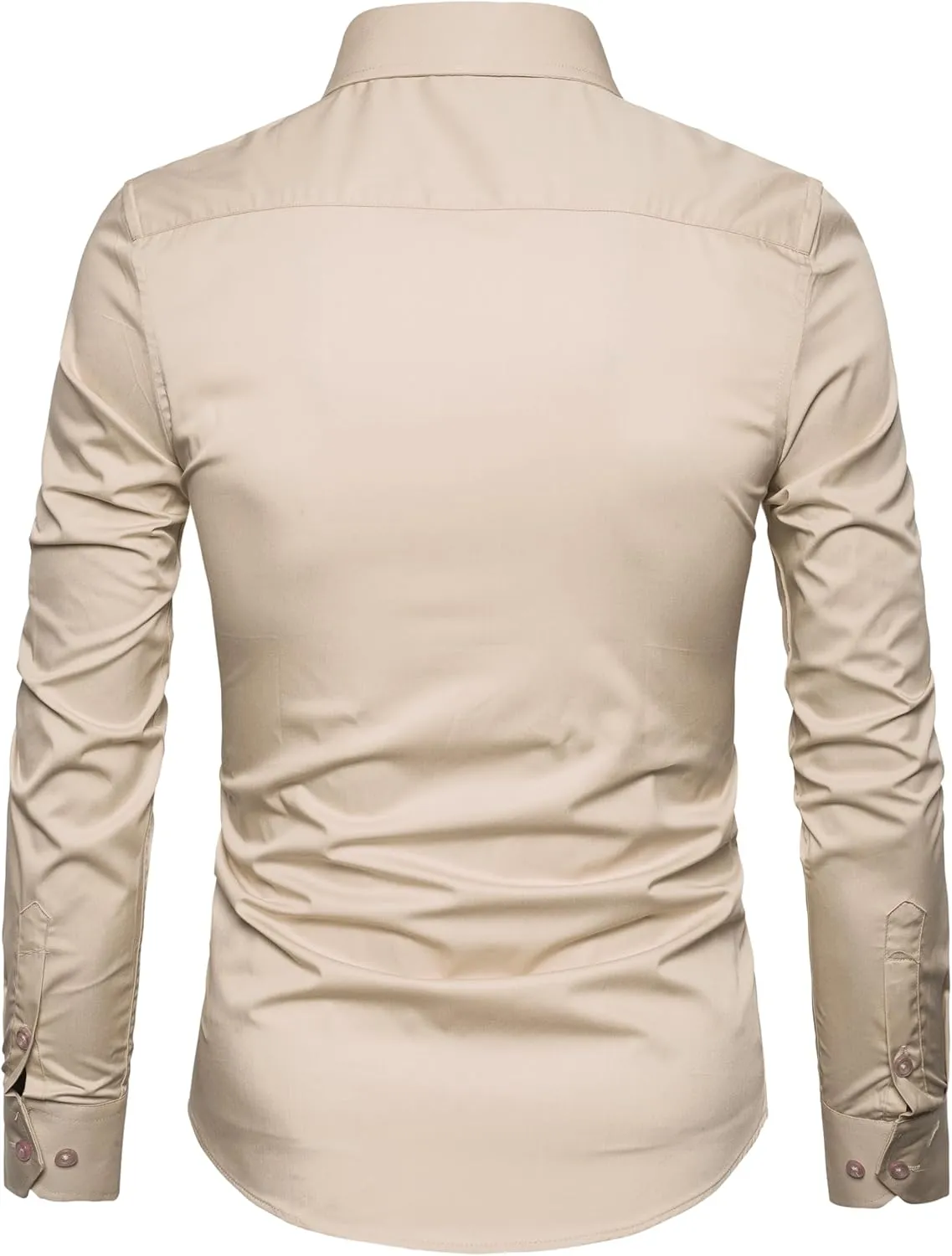 Manwan walk Men's Slim Fit Business Casual Cotton Long Sleeves Solid Button Down Dress Shirts