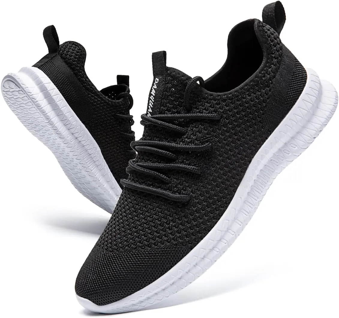Mens Walking Running Shoes Slip On Anthletic Workout Sneakers Sport Lace Up Casual Work Gym Outdoors Lightweight Breathable Knitted Mesh
