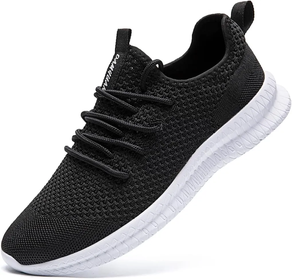 Mens Walking Running Shoes Slip On Anthletic Workout Sneakers Sport Lace Up Casual Work Gym Outdoors Lightweight Breathable Knitted Mesh