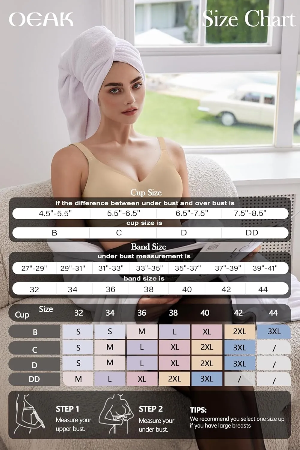 OEAK Women Comfortable Push Up Bras Wireless Seamless Full Coverage Bralette Buttery Soft Everyday Tshirt Bra Convertible Bra