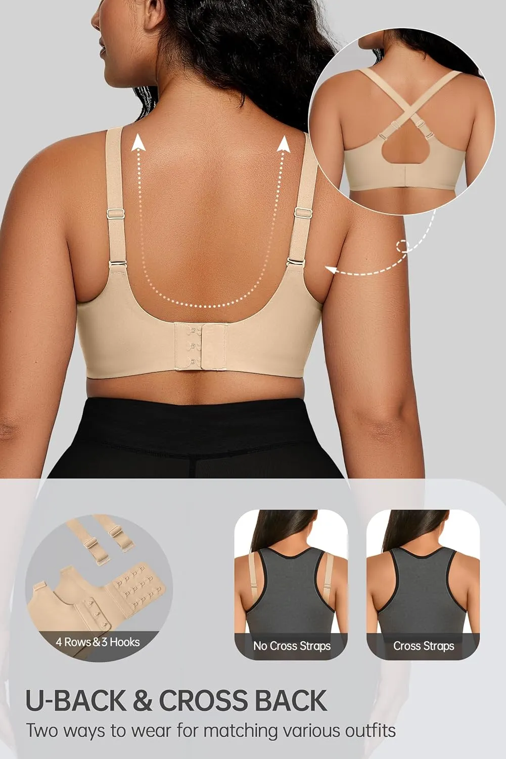 OEAK Women Comfortable Push Up Bras Wireless Seamless Full Coverage Bralette Buttery Soft Everyday Tshirt Bra Convertible Bra