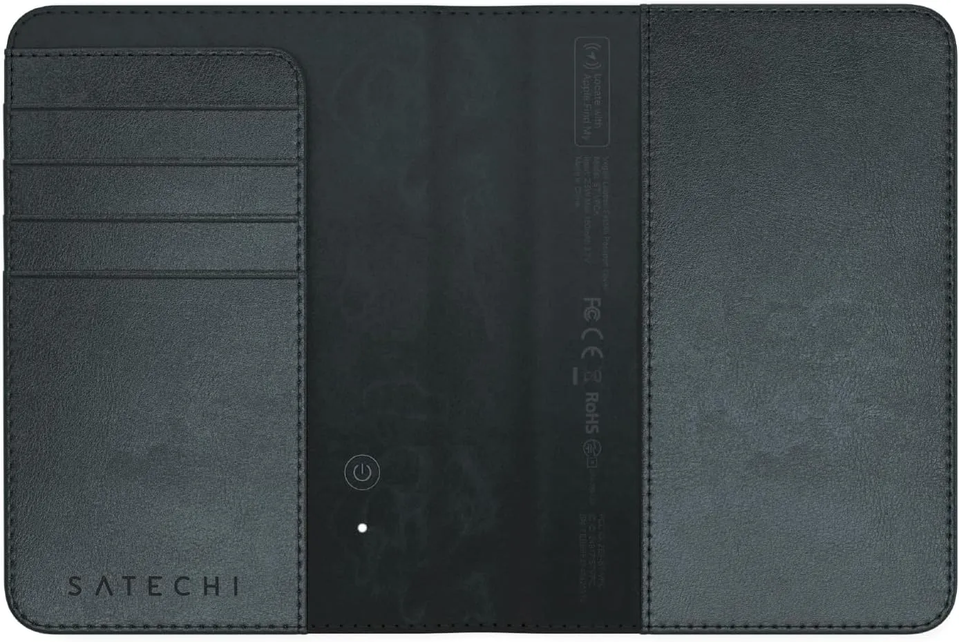 Satechi Passport Holder for Travel with Find My, Passport Cover with 4 Card Holder, Wireless Charging, and RFID protection ?C Travel Essential Vegan Leather Passport Holder ?C Black