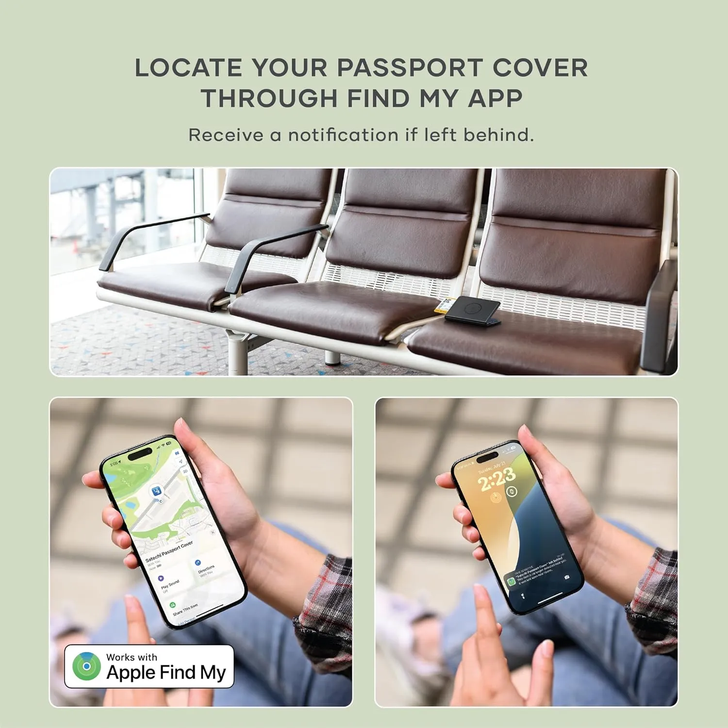 Satechi Passport Holder for Travel with Find My, Passport Cover with 4 Card Holder, Wireless Charging, and RFID protection ?C Travel Essential Vegan Leather Passport Holder ?C Black