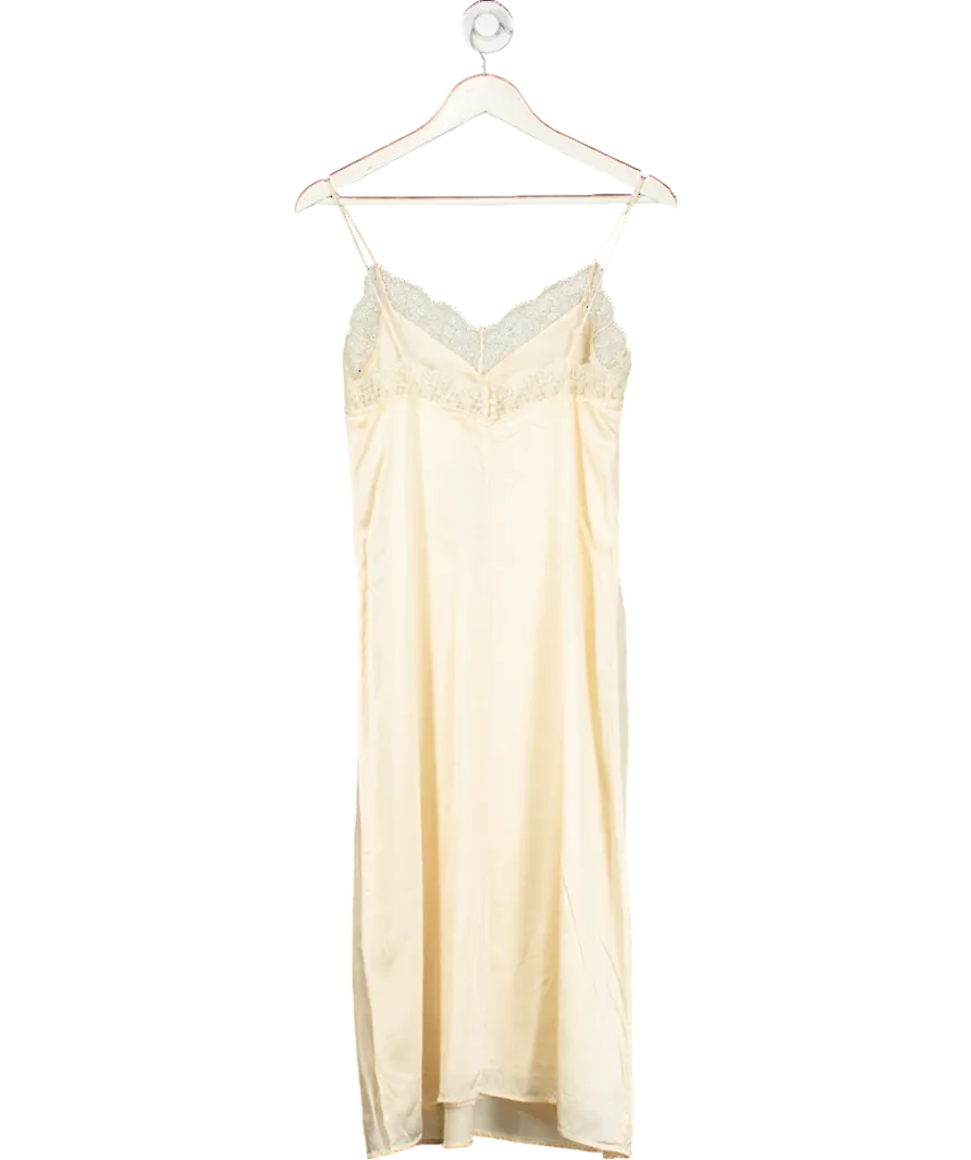 Sezane Cream Silk Namissa Slip Dress with lace trim UK 6