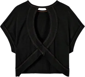 SOLY HUX 2024 Open Back Tops for Women Criss Cross Cut Out Tee Backless Casual Short Sleeve Round Neck T Shirt