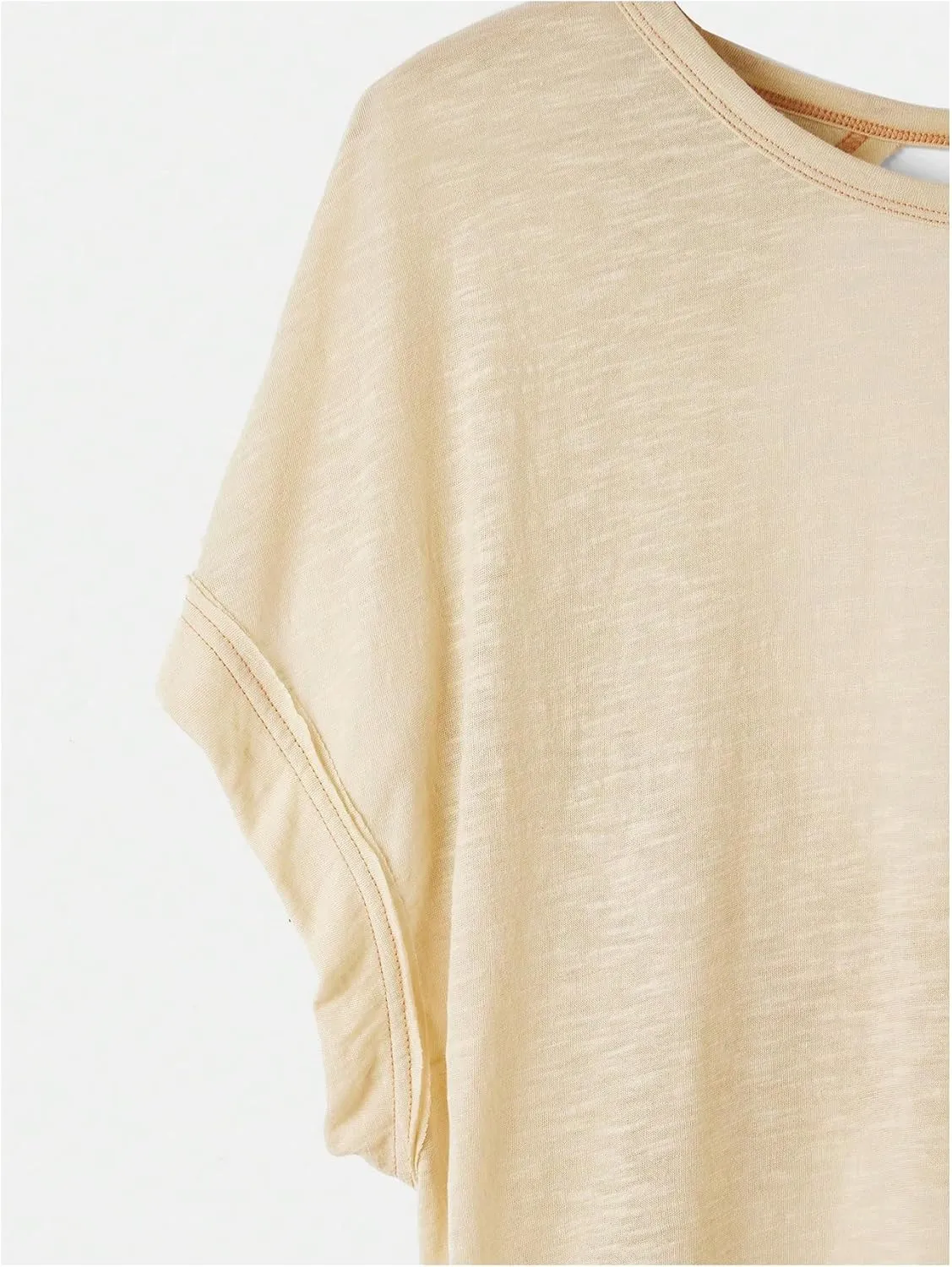 SOLY HUX 2024 Open Back Tops for Women Criss Cross Cut Out Tee Backless Casual Short Sleeve Round Neck T Shirt