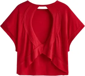 SOLY HUX 2024 Open Back Tops for Women Criss Cross Cut Out Tee Backless Casual Short Sleeve Round Neck T Shirt