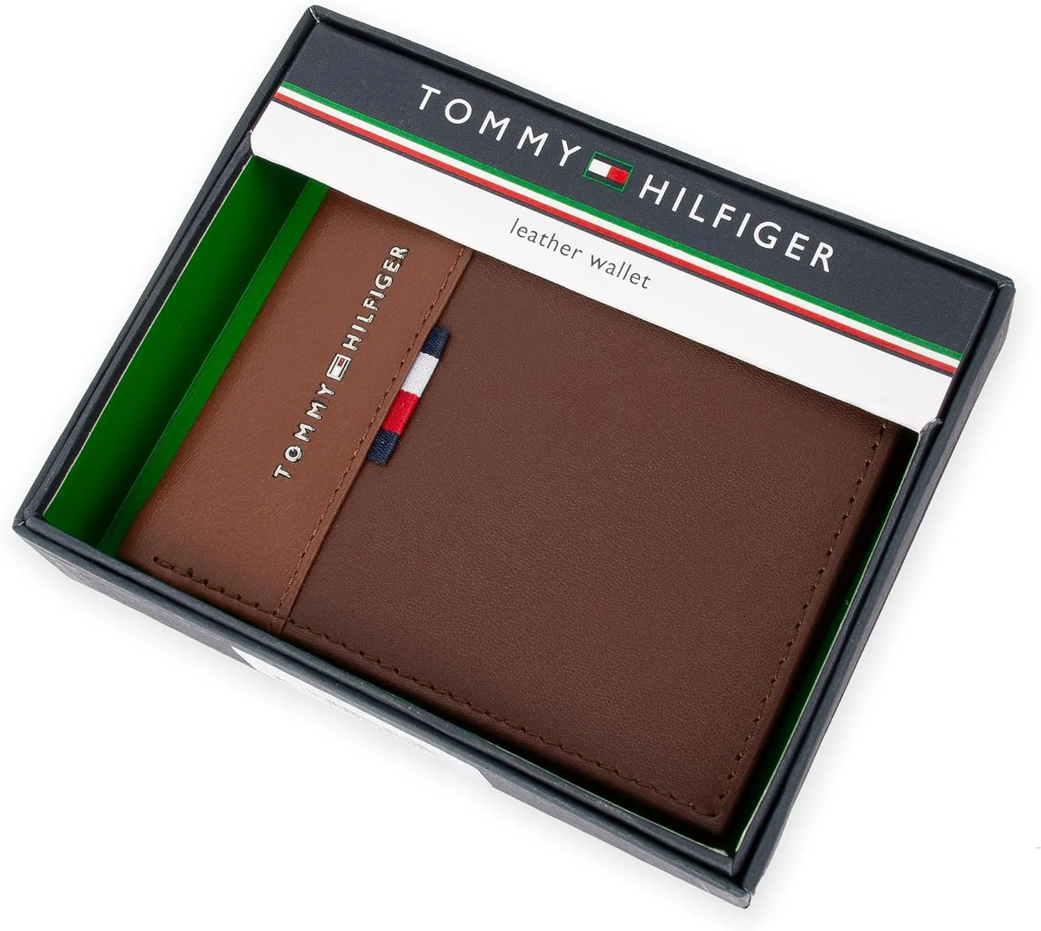 Tommy Hilfiger Men's Two Tone Classic Bifold Wallet-Multiple Card Slots, Id Window, Compact