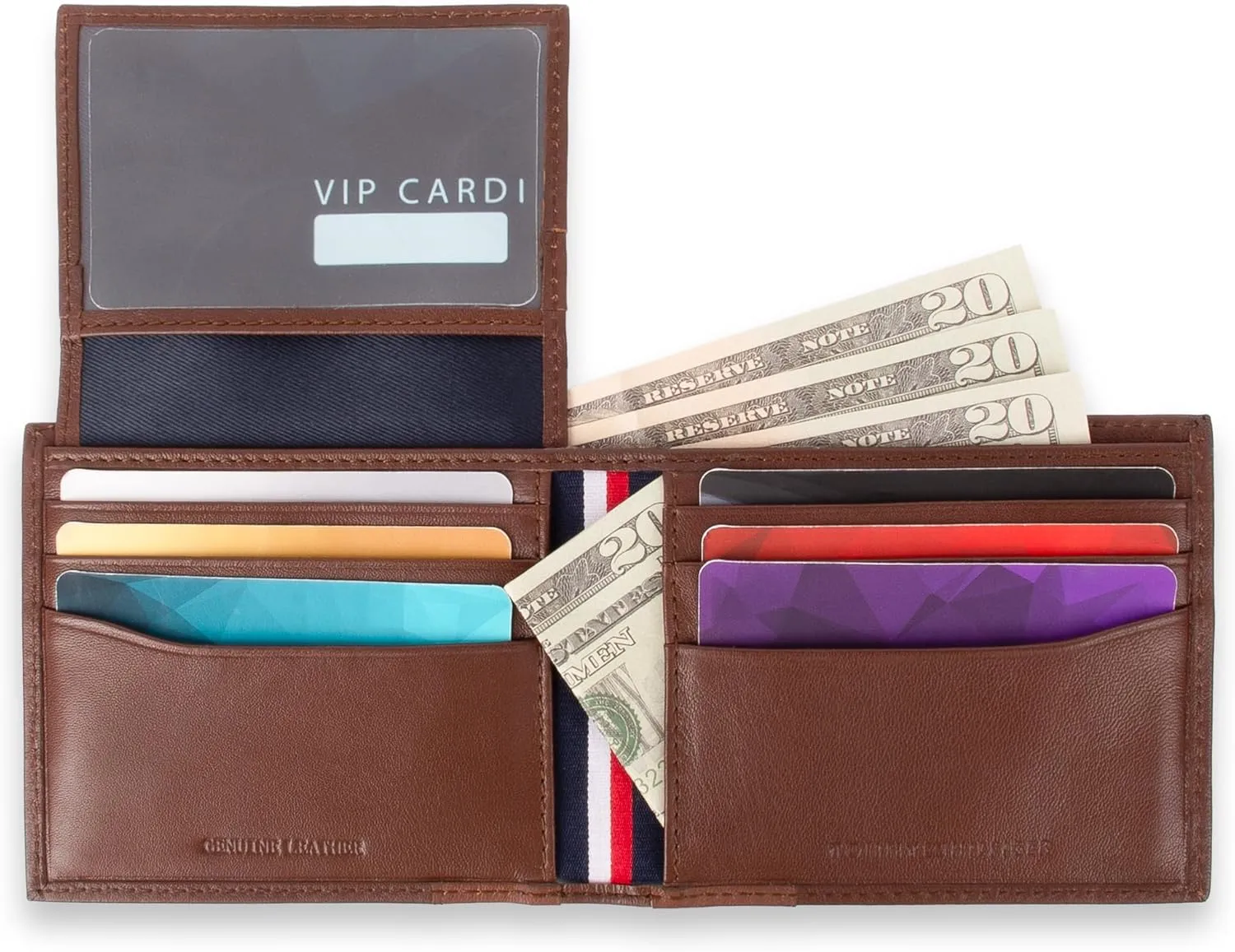 Tommy Hilfiger Men's Two Tone Classic Bifold Wallet-Multiple Card Slots, Id Window, Compact