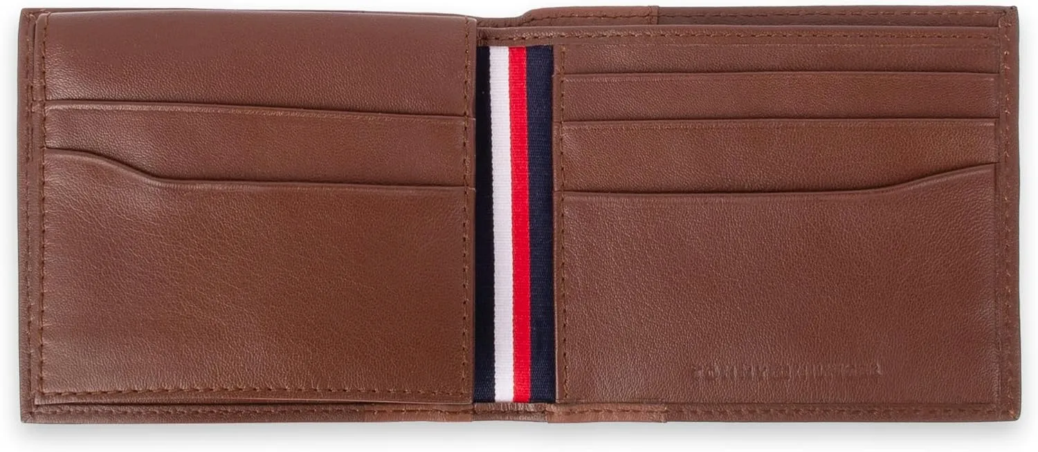 Tommy Hilfiger Men's Two Tone Classic Bifold Wallet-Multiple Card Slots, Id Window, Compact