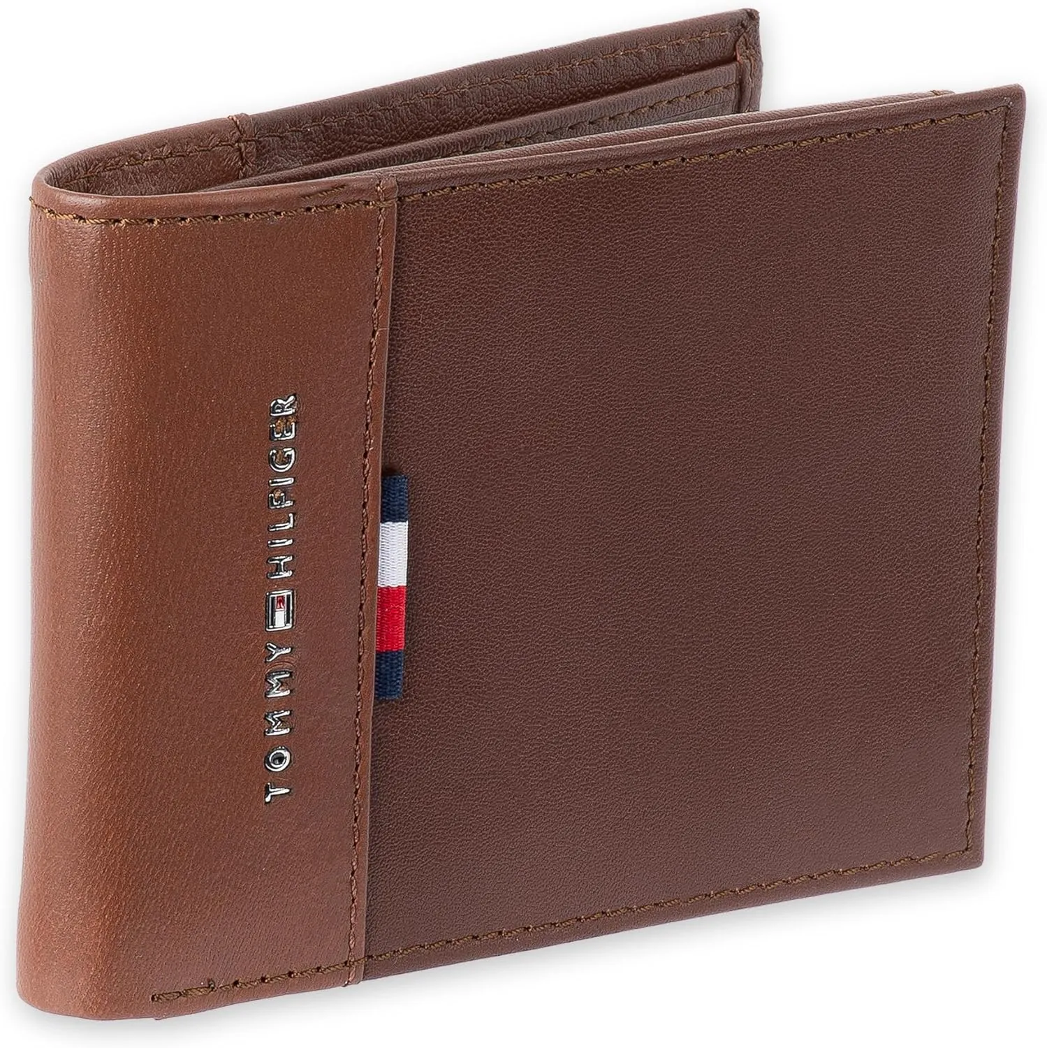 Tommy Hilfiger Men's Two Tone Classic Bifold Wallet-Multiple Card Slots, Id Window, Compact