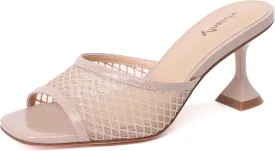 vivianly Womens Clear Heels Sandals Transparent Stiletto Heel Slippers Backless Peep Toe Slip on Heeled Mules