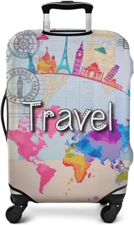 Washable Elastic Luggage Cover - Here We Go Travel Suitcase Cover Anti-Scratch Suitcase Cover Fits 22-24in Luggage Covers