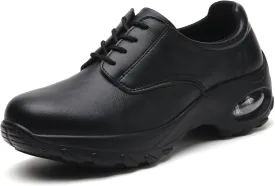 Womens Lightweight Nursing Shoes Slip Resistant Faux Leather Lace Up Comfortable Oxford Work Shoes