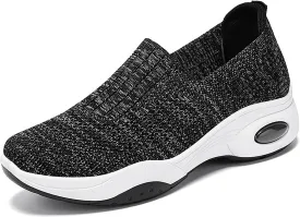 Women's Slip-On Orthopedic Sneakers - Breathable Mesh Knitted Walking Shoes with Wide Width, Arch Support & Non-Slip Sole - Lightweight Low-Top Design for All-Day Comfort