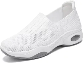 Women's Slip-On Orthopedic Sneakers - Breathable Mesh Knitted Walking Shoes with Wide Width, Arch Support & Non-Slip Sole - Lightweight Low-Top Design for All-Day Comfort